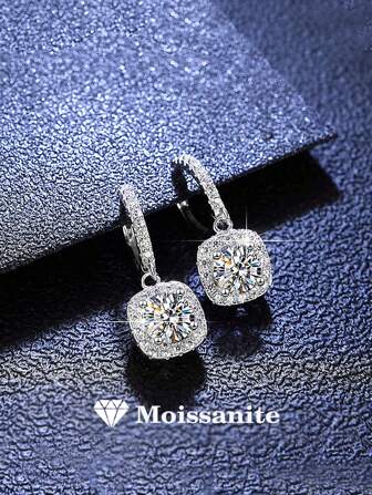 2 stuks luxe veelzijdige 925 zilveren moissanite oorbellen, geschikt voor dagelijks gebruik door mannen, Valentijnsdag, Kerstmis, Thanksgiving, Nieuwjaar, zilveren sieraden voor mannen, moissanite sieraden, trendy hiphopcadeau
