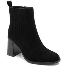Black Suede Ankle Boots With Square Heel – Understated Silhouette And Comfortable Fit - Black - View 4