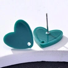 20pcs Colorful Acrylic Heart Shaped Earring Studs For Women, Jewelry DIY Accessories Valentines