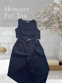 Women's PINSTRIPED SET - VEST & PANTS - The Perfect Combination Of Elegance And Style - màu đen - Xem 1