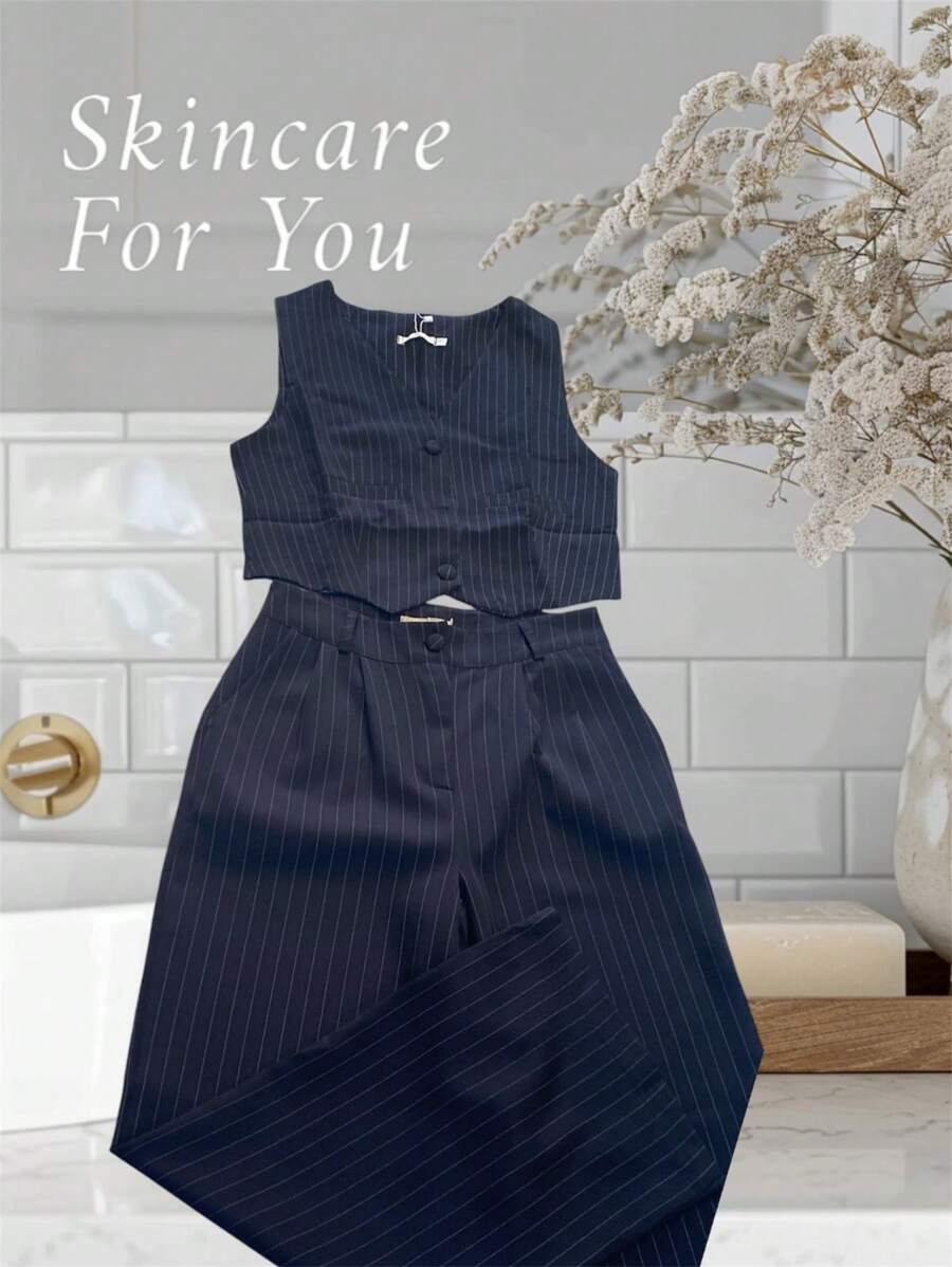 Women's PINSTRIPED SET - VEST & PANTS - The Perfect Combination Of Elegance And Style - màu đen - Xem 1