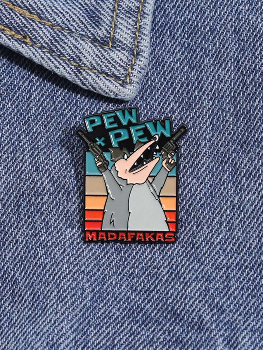 1pcs卡通动物珐琅针持双枪老鼠胸针饰品配饰男士休闲娱乐场所饰品礼品 - 彩色 - 查看 1