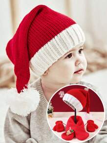 1pc Cute Christmas Santa Hat, Kids Warm Knitted Beanie For Autumn/Winter - Wool Cap - View 2