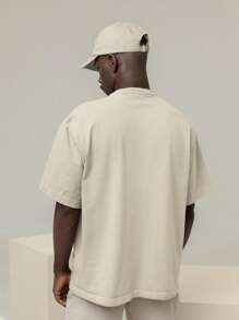 Men's Oversized T-Shirt 100% Premium Cotton Skeleton Streetwear Shirt - 米色 - 查看 2