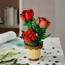 1 pieza Maceta miniatura de plástico con bloques de construcción intercambiables de flores, juguete creativo de flores eternas de bloques de construcción DIY, decoración de escritorio mini, incluye 12 estilos como girasol y rosa, adecuado para decorar el hogar, fiestas, oficina y otros lugares. Excelente regalo de Navidad/Halloween/Año Nuevo/Día de San Valentín/Cumpleaños para amigos y niños - Multicolor - Ver 12