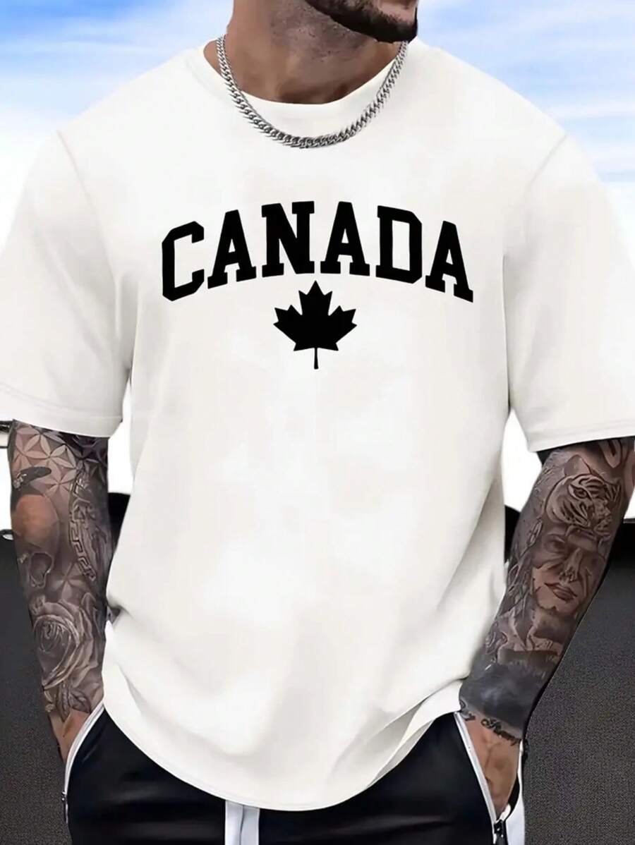 Camiseta CANADA manga curta gola redonda algodão fio 30.1 Lançamento - Branco - Visão 1