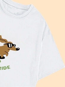 Life Is Ruff Printed T-Shirt Women's Streetwear Comfortable Short Sleeve T-Shirt - trắng - Xem 4
