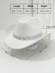1 pièce Chapeau de cowboy unique et élégant unisexe avec une chaîne de chapeau ronde colorée, une décoration à franges. Esthétique chic, convient pour les événements à thème occidental, les fêtes, les fiançailles, les soirées costumées, les remises de diplômes, les festivals de musique et plus encore