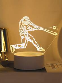 1pc Baseball Boy 3D Monochrome Acrylic Optical Illusion Night Light & Home LED Decorative Lamp, Warm Light Eye-Caring Lighting, Suitable For Bedroom, Study, Living Room And More Scenarios