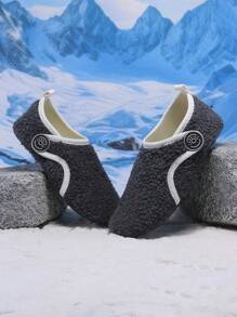 Inke 毛绒一脚蹬拖鞋，温暖舒适的室内防滑家居鞋，适合冬季居家 - 灰色 - 查看 4