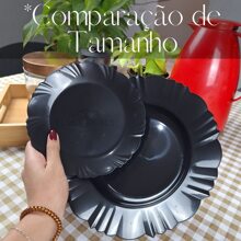 Plastic Petal Dessert Plate Various Colors Kit 10 Units For Dessert Savory Or Sweet Dishes - 黑色 - 查看 4