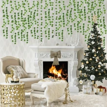 36根6.89英尺（约2米）长的仿真常春藤藤蔓，每根82.68英寸（约210厘米），适用于婚礼装饰、卧室装饰、DIY派对装饰，仿真藤蔓带仿真叶子，可室内外悬挂，制作仿真常春藤花环。 - 綠色 - 查看 5