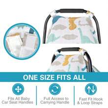 1 件装婴儿提篮罩婴儿推车遮篷卡通印花透气篮子防尘防风罩 - 彩色 - 查看 7