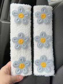 1pc/2pcs Car Seat Belt Lamb Hair Shoulder Protection Three Flower Shoulder Protection Cover Spring Autumn Winter Universal - one-size - View 23