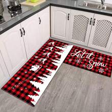 Christmas Door Mat Set Kitchen Throw Rugs Non-Slip Entryway Rugs Floor Carpet For Bedroom Indoor Decor