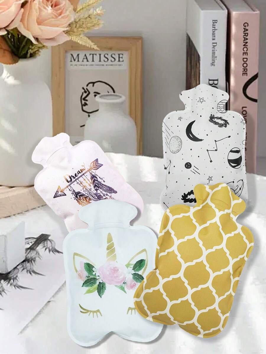 1 pieza Botella de agua caliente con diseño minimalista de cielo estrellado de moda - Blanco - Ver 1