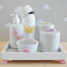 Baby Care Hygiene Kit Porcelain Butterfly Modern Girl Children's Bedroom Bathroom Countertop K045 - 彩色 - 查看 5