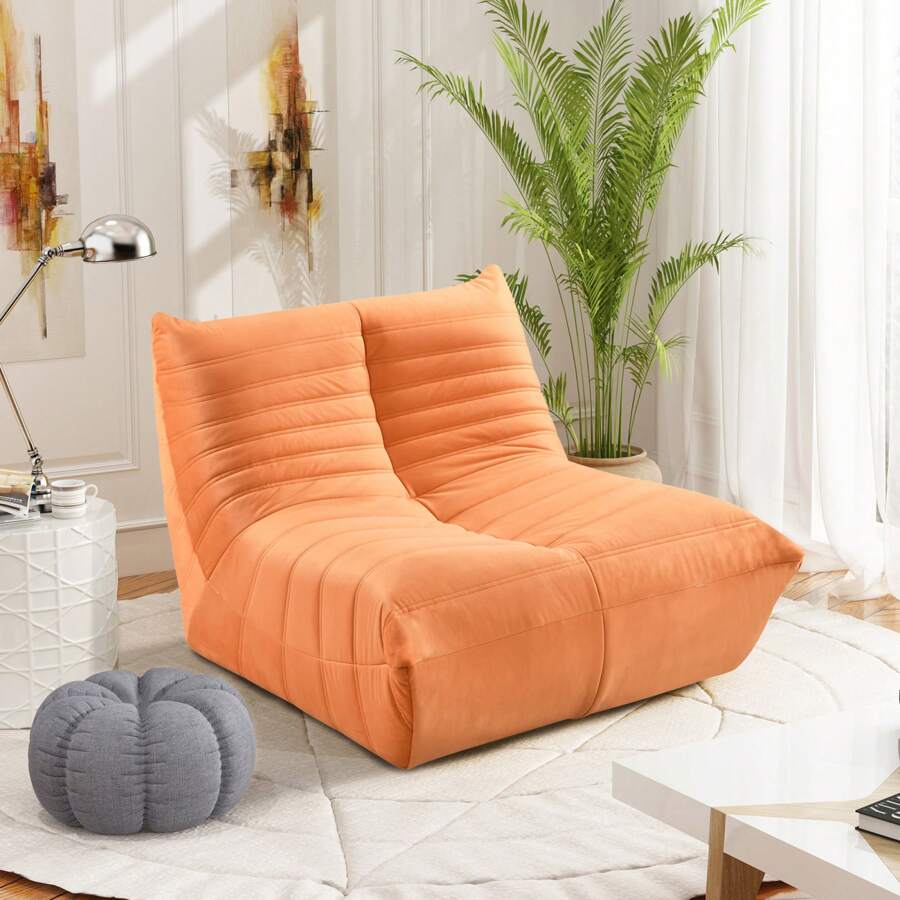 Cozy Orange Bean Bag Chair For Adults Versatile Oversized Floor Sofa