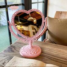 复古欧式 360 度旋转心形梳妆台台式镜，化妆镜，适用于卧室、宿舍、公主风格的最佳礼物 - 彩色 - 查看 4