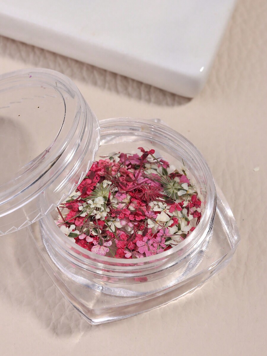 2 Bottles Of Nail Accessories Artificial Mixed Pink Flowers Broken