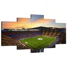5 件足球场帆布艺术套装 - 现代运动墙面装饰，高清印刷品，适用于客厅、卧室、走廊 - 无框，完美的礼物创意 - 海报、墙壁艺术、房间装饰用品礼物生日毕业 - 彩色 - 查看 2