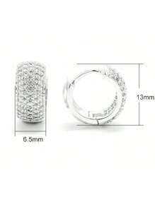 Men's Hoop Earrings Studded With Zirconia Stones Hoop Promotion - 銀色 - 查看 2