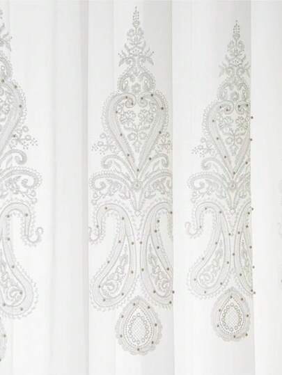 ستارة شفافة مزينة بطرز الزهور والخرز والجواهر عالية الجودة والفخامة لغرفة النوم والشرفة وغرفة المعيشة