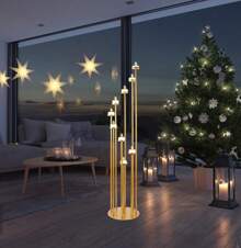 Gold 9 Arm Candle Holder, 46.3inch Floor Candelabra Tall Candlestick Holder For Wedding Home Christmas Halloween Party Decoration - 金色(1個) - 查看 2