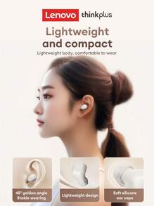 Lenovo EA200 蓝牙耳塞，半入耳式 HIFI 音质，5.4 带麦克风，高清通话，音乐，运动，游戏，低延迟，佩戴舒适，智能降噪，电池续航时间长，无线耳机 - 白色 - 查看 4