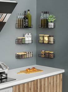 1/2 件免钻厨房调料架，壁挂式收纳架，大容量橱柜门储物架 - 白色 - 查看 4