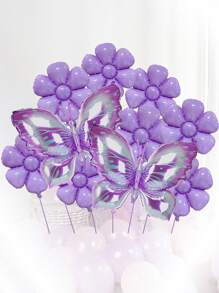 10 pezzi Palloncini a forma di farfalla per decorazioni, abbinati a palloncini a forma di fiori viola, decorazioni con palloncini a forma di farfalla viola, adatti per feste a tema giardino di farfalle, matrimoni, compleanni - Viola - Visualizzare 4