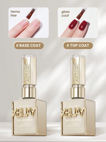 XEIJAYI 15ml Esmalte de uñas en gel sin necesidad de limpiar, barniz superior brillante que se puede desprender con remojo, curable con luz UV/LED