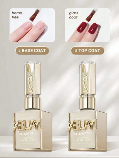 XEIJAYI 15ml No-Wipe Gel Nail Polish, UV LED Curable Glossy Soak-Off Top Coat Nail Polish