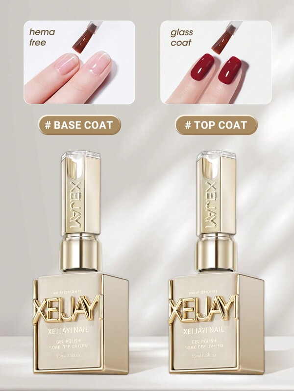 2024 New Model Base Coat And Top Coat 15ml No Wipe Gel Nail Polish UV LED Soak Off Top Gel Glossy Sealer Shiny Varnish