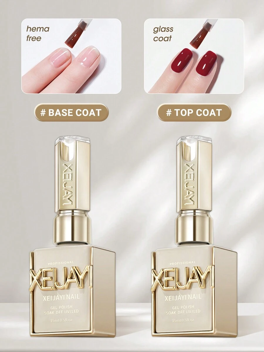XEIJAYI 15毫升免擦洗凝胶指甲油，UV/LED光疗固化亮泽可卸封层指甲油 - 無色 - 查看 1