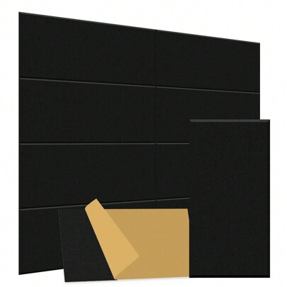 12 Packungen 60cm x 30cm x 1cm hochdichte Polyesterfaser Schallabsorptionsplatten mit Selbstklebung, ideal für Kinderzimmer, Tonstudio, Büro, KTV, Schlafzimmer, Konferenzraum