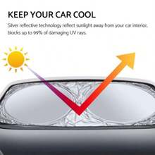 1 tấm che nắng xe hơi hình tròn kép có thể gập lại được phủ bạc - màu đen - Xem 7