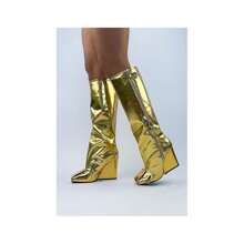 Square Toe Wedge Heel Boots - Vàng - Xem 3