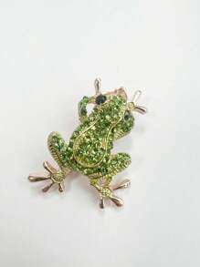 1pc Vintage Frog Crystal Rhinestone Brooch, Scarf Clips, Clothes/Headscarf Accessories - Multicolor - View 14