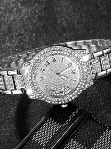 热销五件套女士手表五件套套装女士手表女士时尚石英表 - 銀色 - 查看 2