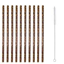 10/6 Ống hút nhựa in họa tiết da báo Ống hút nhựa in hình động vật theo chủ đề và cọ vệ sinh để uống sinh nhật Động vật làm quà tặng tiệc sinh nhật - Nhiều màu - Xem 11