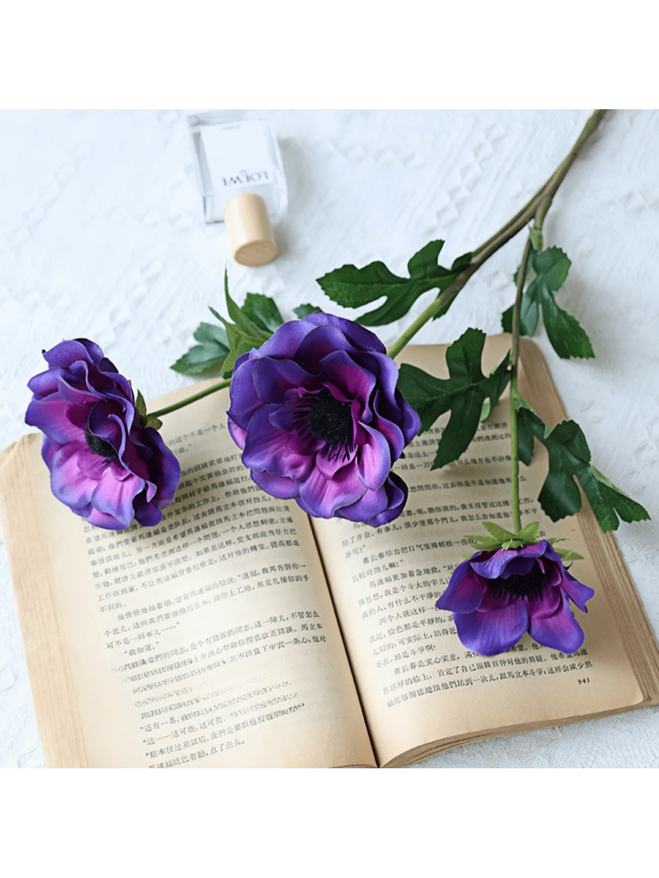 Home Decor Floral Arrangement Rustic Simulation 3 Silver Lotus Flower