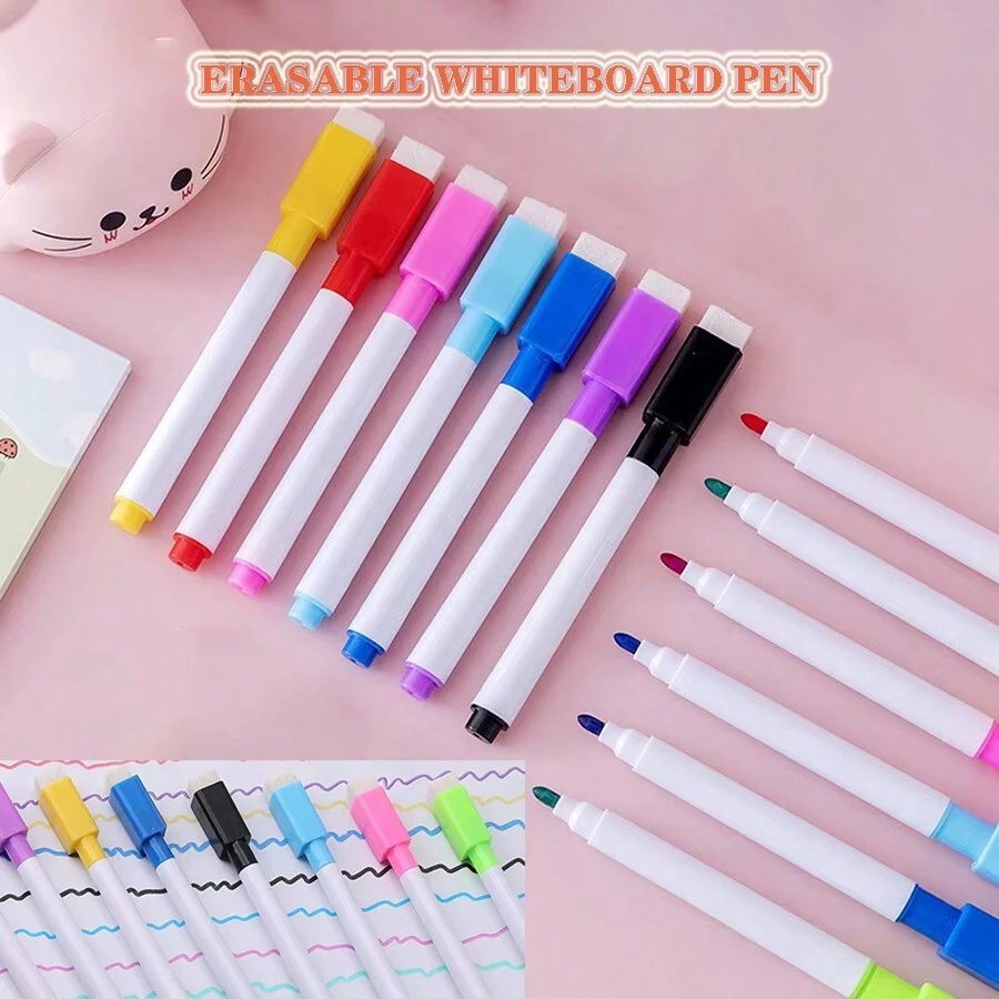 8 支/套子弹头白板笔、干擦板笔、彩色画笔式白板笔、书写工具、学生学校用品、返校
