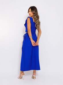 Women's Cropped Set And Tailored Skirt By Marrant Claire De Lune Mode - 寶藍色 - 查看 3