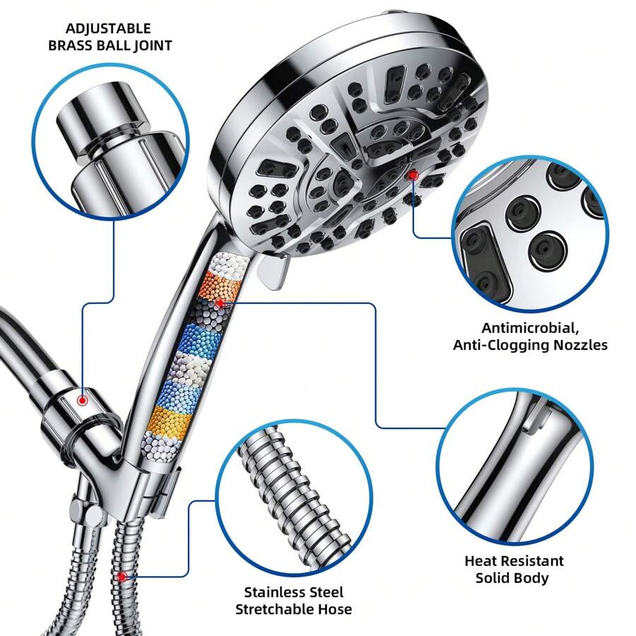 High Pressure Shower Head With Filter, 9 Spray Modes, Economical Hand