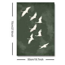 1 pieza Impresión artística de grullas voladoras verdes sin marco en estilo japonés y vintage, cartel retro en lienzo para decoración de hogar, regalo ideal para dormitorio, apartamento, sala de estar, dormitorio