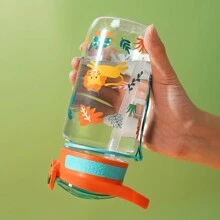 1 chiếc cốc nhựa cách nhiệt in hình hoạt hình dễ thương dung tích 21oz (khoảng 600ml) có ống hút, thích hợp cho du lịch ngoài trời, đi bộ đường dài, đi học - Nhiều màu - Xem 8