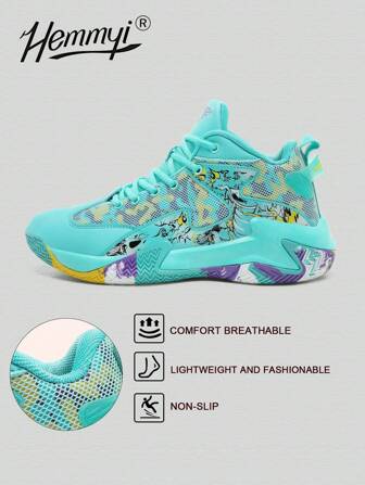 Hemmyi أحذية كرة السلة رياضية آمنة للجنسين، مطاطية السوليد، تنفس مريح للرجال