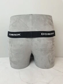 1 件性感男士内衣，混色扎染面料，小袋和 J 形钩装饰，露背设计 - 黑與白 - 查看 11