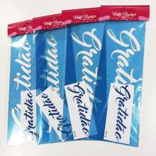 STENCIL 8 X 25 GRATITUDE WORD HOLLOW PATTERN FOR PAINTING ON FABRIC MDF WOOD WALL FLOOR PAPER T-SHIRT DISHTOWEL - White - View 3